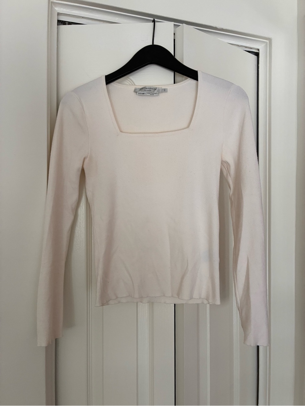Cream top square neck form fitting